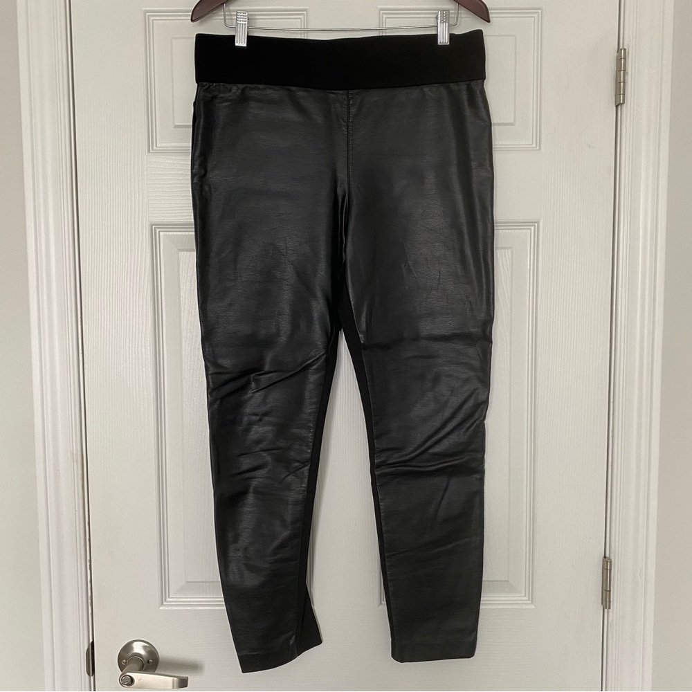 Club Monaco Black Stretch Faux Leather Leggings Size 12